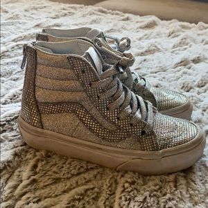 Iridescent and silver glitter Vans